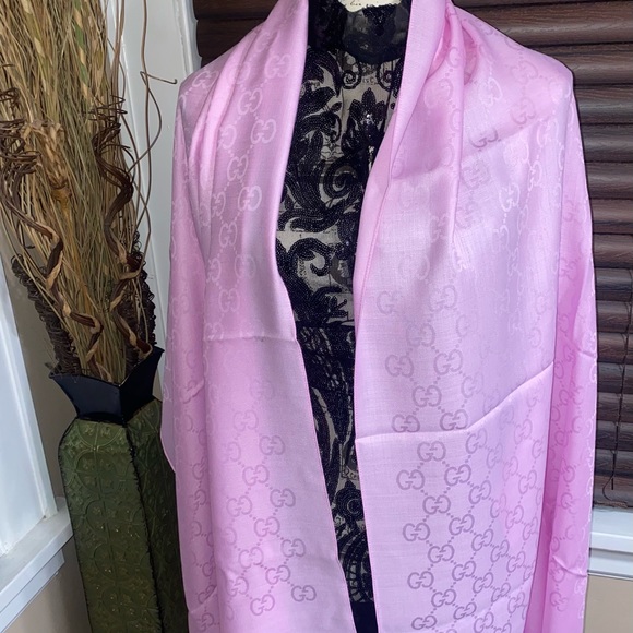 Rare color bnwt Gucci GG shawl scarf pink - Picture 3 of 11